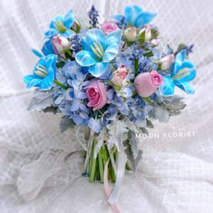 結婚花球, 襟花, Moon Florist -鮮花花球藍色鬱金香04