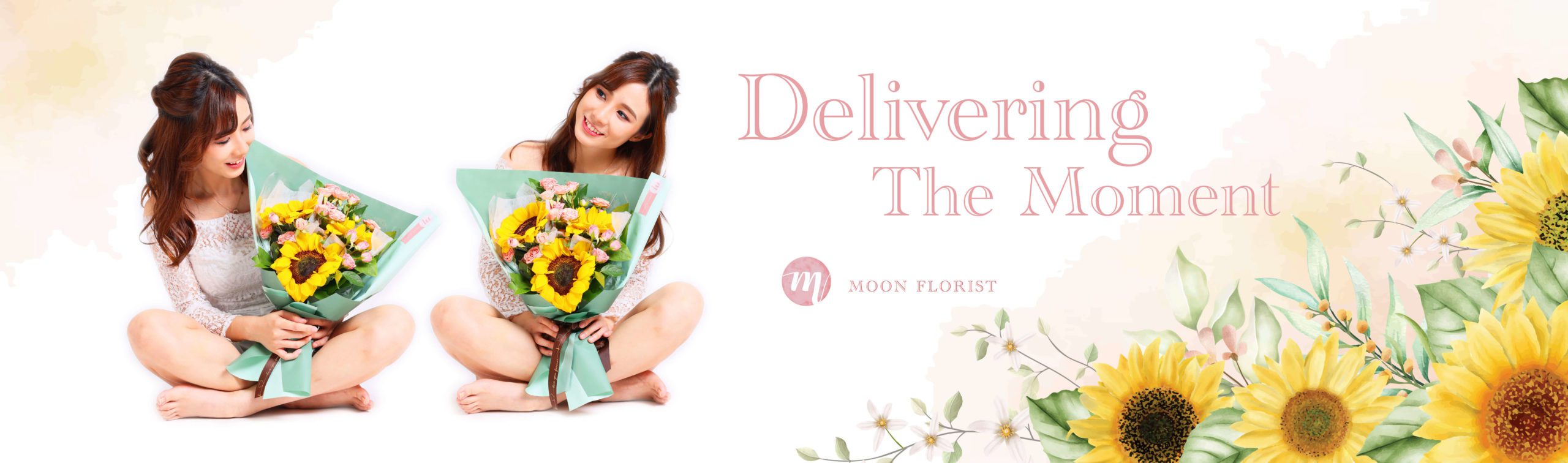 向日葵花束, 太陽花花束, Moon Florist 向日葵畢業花束 -model banner