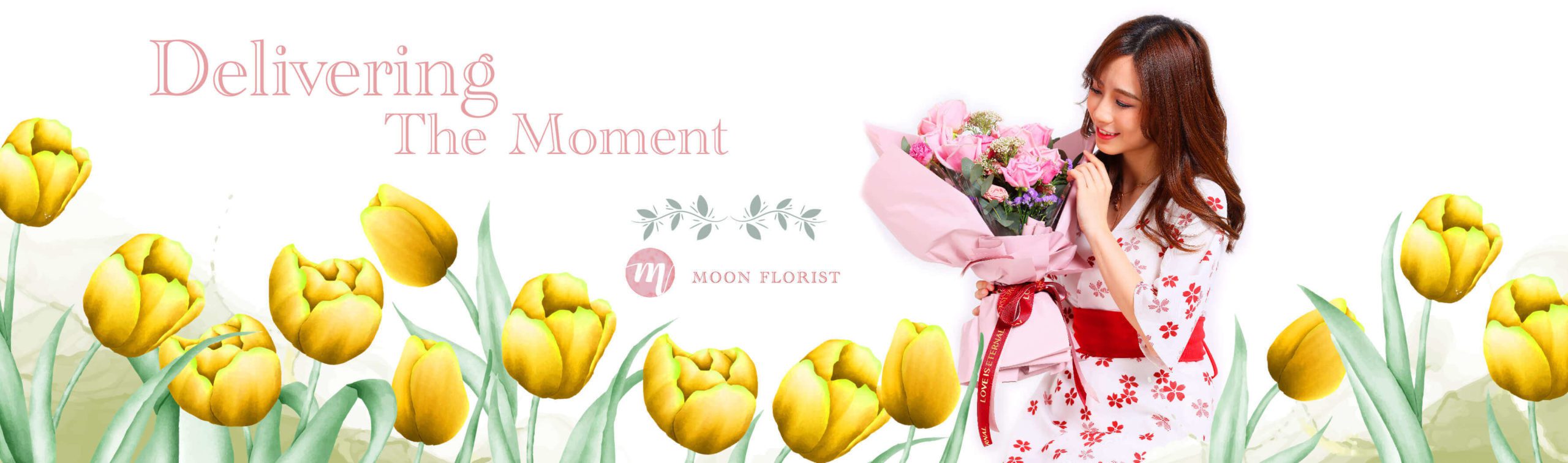 鬱金香花束, 紫色鬱金香花束, Moon Florist -model banner